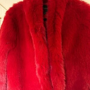 Banana Republic Factory  Red Faux fur long coat